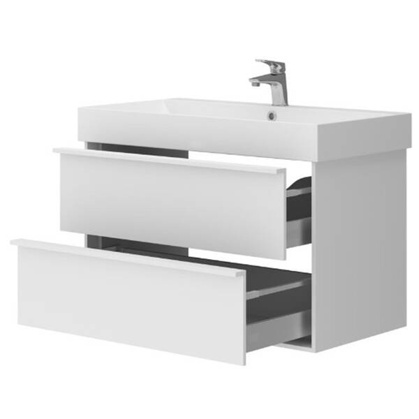 Тумба з раковиною Devit Quadra 083085WB, 85 см, біла матова, фото 4
