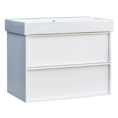 Тумба з раковиною Devit Quadra 083085WB, 85 см, біла матова, фото 1