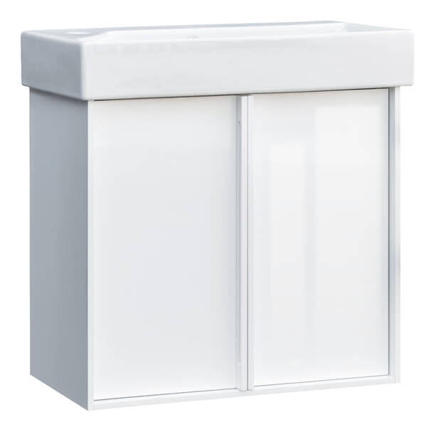 Тумба з раковиною Devit Quadra 083065W, 65 см, біла глянцева, фото 1