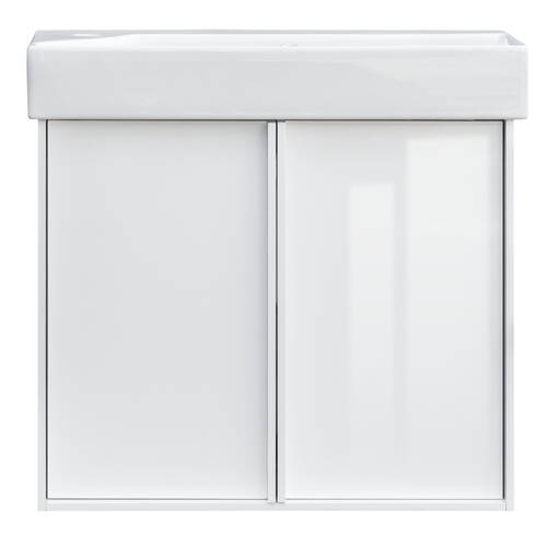 Тумба з раковиною Devit Quadra 083065W, 65 см, біла глянцева, фото 2