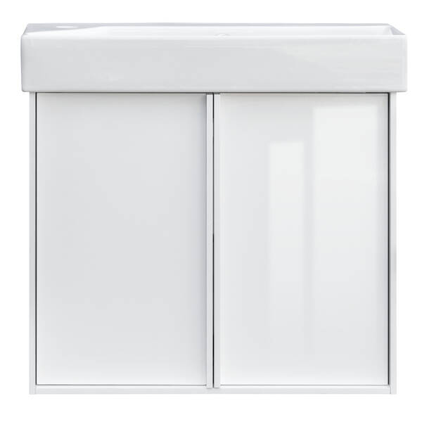 Тумба з раковиною Devit Quadra 083065W, 65 см, біла глянцева, фото 2