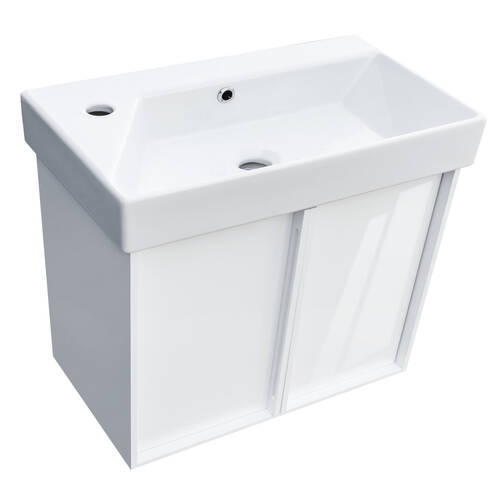 Тумба з раковиною Devit Quadra 083065W, 65 см, біла глянцева, фото 3
