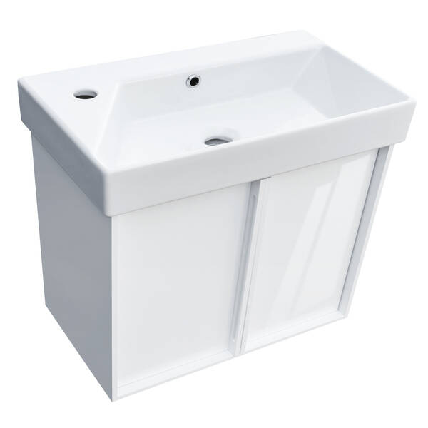 Тумба з раковиною Devit Quadra 083065W, 65 см, біла глянцева, фото 3