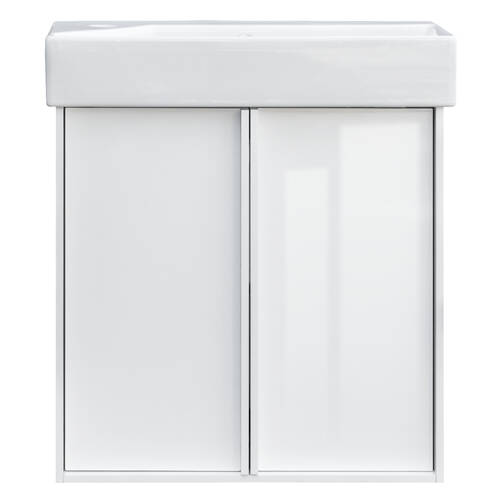 Тумба з раковиною Devit Quadra 83055W, 55 см,  біла глянцева, фото 2