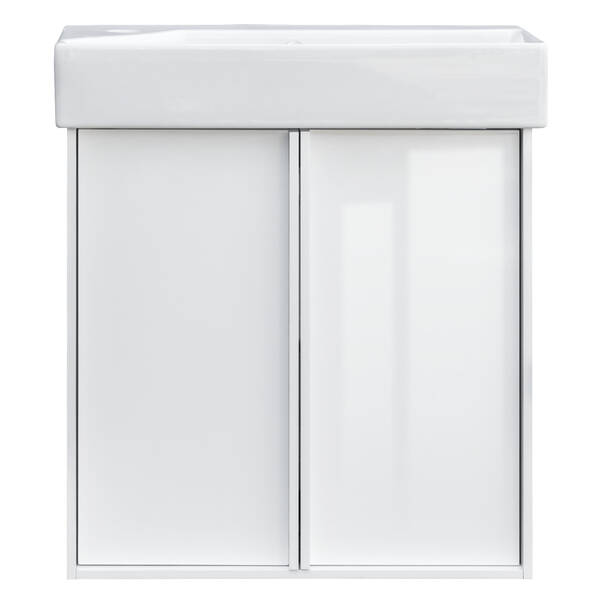 Тумба з раковиною Devit Quadra 83055W, 55 см,  біла глянцева, фото 2