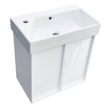 Тумба з раковиною Devit Quadra 83055W, 55 см,  біла глянцева, фото №3