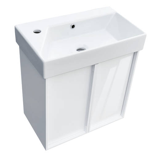 Тумба з раковиною Devit Quadra 83055W, 55 см,  біла глянцева, фото 3