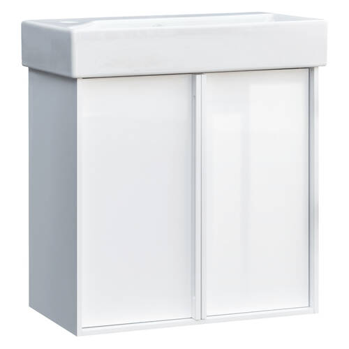 Тумба з раковиною Devit Quadra 83055W, 55 см,  біла глянцева, фото 1