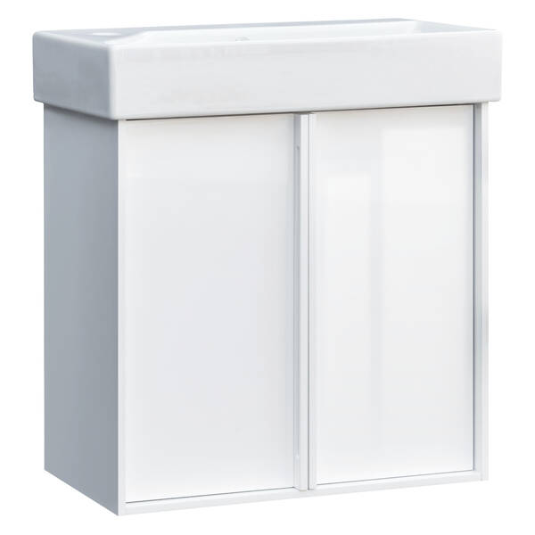 Тумба з раковиною Devit Quadra 83055W, 55 см,  біла глянцева, фото 1