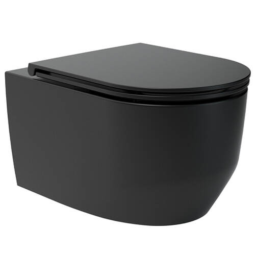 Унітаз підвісний Devit Art 3.0 3030140B безобідковий з кришкою soft-close, Vortex Flush, чорний мат, фото 1