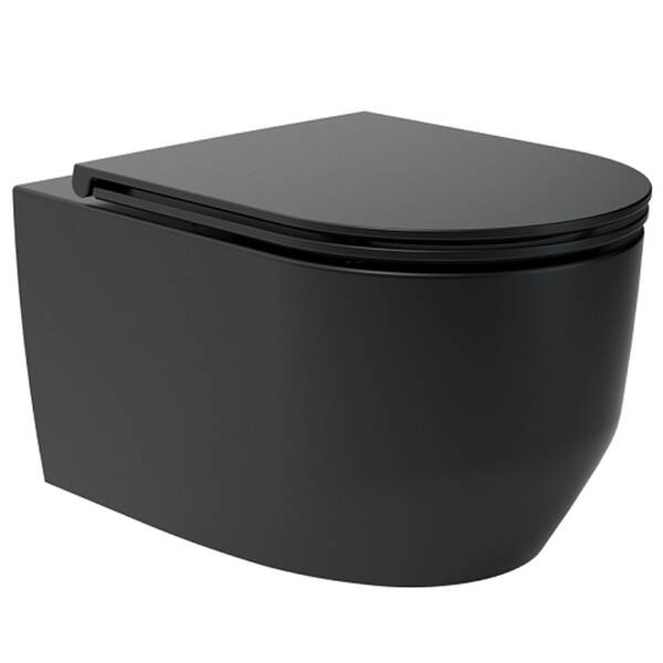 Унітаз підвісний Devit Art 3.0 3030140B безобідковий з кришкою soft-close, Vortex Flush, чорний мат, фото 1