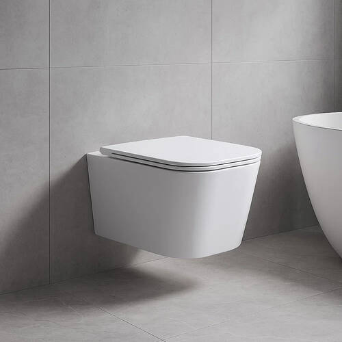 Унитаз подвесной Devit Fly 3050120 безободковый с крышкой soft-close, белый глянец, фото 4
