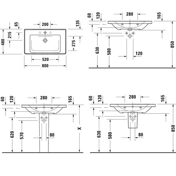 Раковина Duravit D-Neo 2367800000 на тумбу 80 см, фото 7