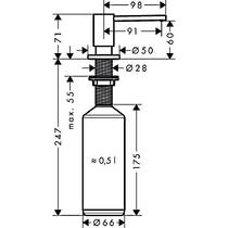 Дозатор для жидкого мыла Hansgrohe A41 40438800 врезной, под сталь, фото №2