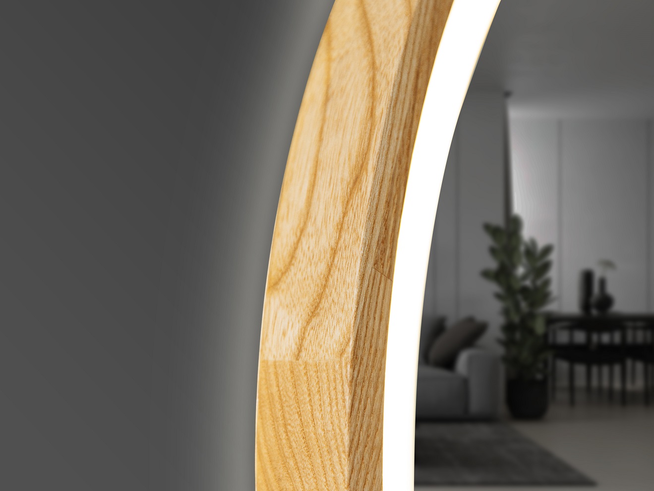 Perfection Slim Дзеркало з підсвіткою LED дуб натуральний 850мм (аурна,фронтальна,сенсорна (1 сорт)