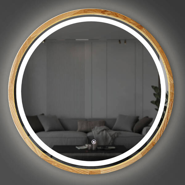 Зеркало Luxury Wood Perfection Slim с подсветкой LED, дуб натуральный, 850х850мм, фото 2