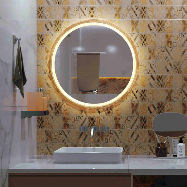 Дзеркало Luxury Wood Perfection Slim з LED підсвіткою, дуб натуральний, сенсорна кнопка-димер, 850х850мм