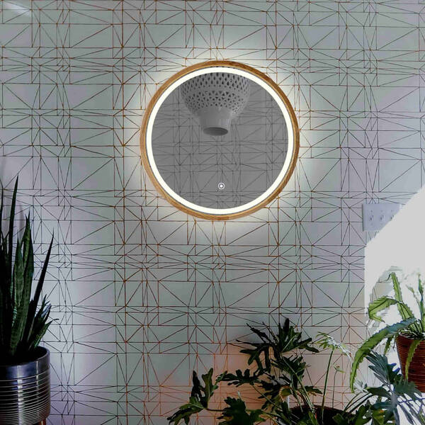 Зеркало Luxury Wood Perfection Slim с подсветкой LED, дуб натуральный, 850х850мм, фото 7