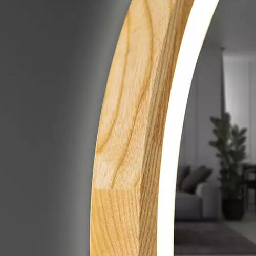 Зеркало Luxury Wood Perfection Slim с LED подсветкой, дуб натуральный, сенсорная кнопка-димер, 750х750мм, фото 5