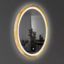Дзеркало Luxury Wood Perfection Slim з LED підсвіткою, дуб натуральний, сенсорна кнопка-димер,750х750мм, фото №4