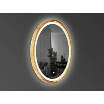 Зеркало Luxury Wood Perfection Slim с LED подсветкой, дуб натуральный, сенсорная кнопка-димер, 750х750мм, фото №3