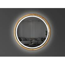 Зеркало Luxury Wood Perfection Slim с LED подсветкой, дуб натуральный, сенсорная кнопка-димер, 750х750мм, фото №1