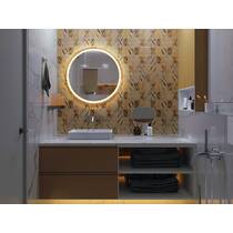 Зеркало Luxury Wood Perfection Slim с LED подсветкой, дуб натуральный, сенсорная кнопка-димер, 750х750мм, фото №5