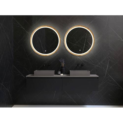 Зеркало Luxury Wood Perfection Slim с LED подсветкой, дуб натуральный, сенсорная кнопка-димер, 750х750мм, фото 6