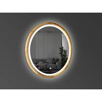 Зеркало Luxury Wood Perfection Slim с LED подсветкой, дуб натуральный, сенсорная кнопка-димер, 750х750мм, фото №2