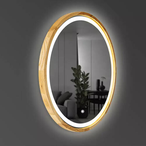 Зеркало Luxury Wood Perfection Slim с подсветкой LED, дуб натуральный, сенсорная кнопка-димер, 650х650мм, фото 5
