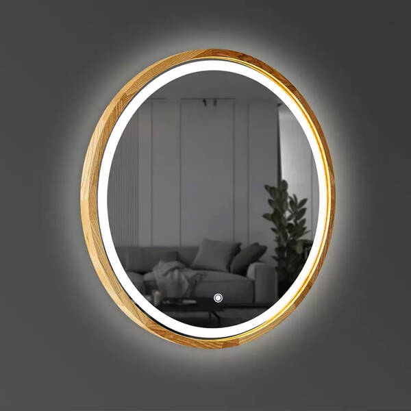 Зеркало Luxury Wood Perfection Slim с подсветкой LED, дуб натуральный, сенсорная кнопка-димер, 650х650мм, фото 4