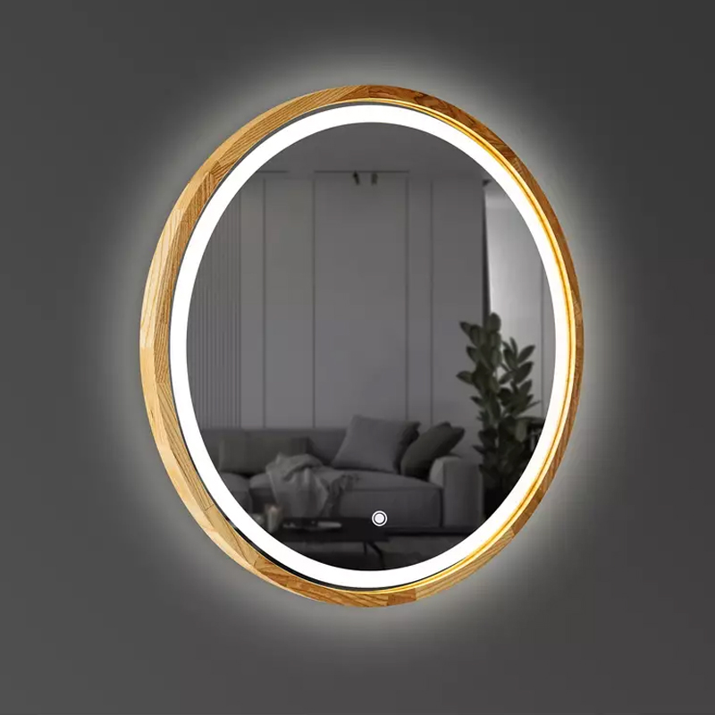 Perfection Slim Дзеркало з підсвіткою LED дуб натуральний 650мм (аурна,фронтальна,сенсорна) (1 сорт)