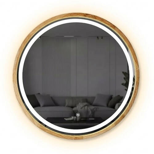 Зеркало Luxury Wood Perfection Slim с подсветкой LED, дуб натуральный, сенсорная кнопка-димер, 650х650мм, фото 2