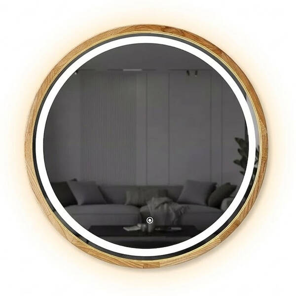 Зеркало Luxury Wood Perfection Slim с подсветкой LED, дуб натуральный, сенсорная кнопка-димер, 650х650мм, фото 2