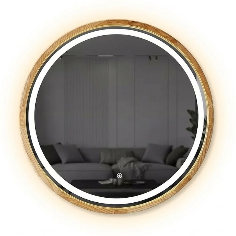 Perfection Slim Дзеркало з підсвіткою LED дуб натуральний 650мм (аурна,фронтальна,сенсорна) (1 сорт)