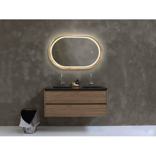 Зеркало Luxury Wood Freedom Slim с подсветкой LED, дуб натуральный, сенсорная кнопка-димер, 550х850 мм, фото 4