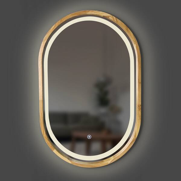 Зеркало Luxury Wood Freedom Slim с LED подсветкой, натуральный дуб, сенсорная кнопка-димер, 500х800 мм, фото 1