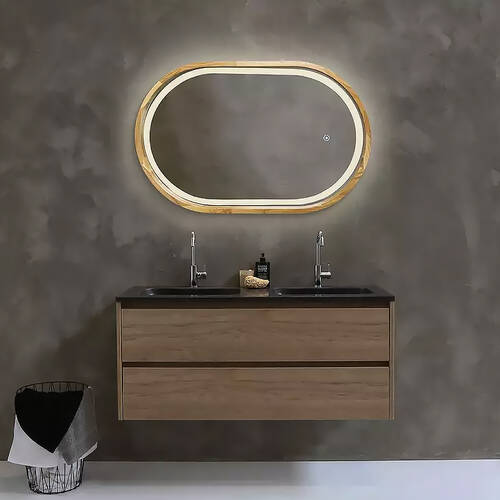 Зеркало Luxury Wood Freedom Slim с LED подсветкой, натуральный дуб, сенсорная кнопка-димер, 500х800 мм, фото 5