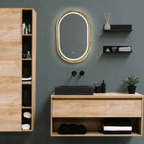 Дзеркало Luxury Wood Freedom Slim з LED підсвіткою, дуб натуральний, сенсорна кнопка-димер, 500х800 мм, фото №1