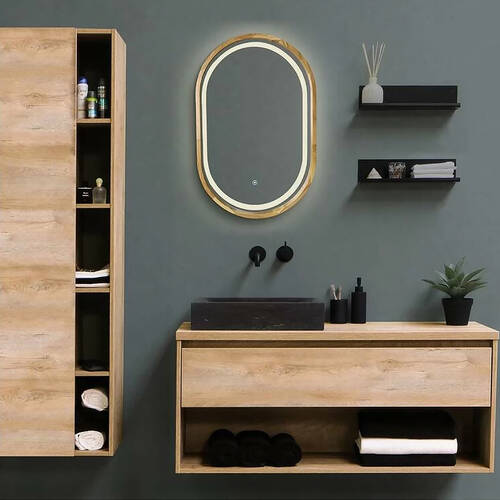 Зеркало Luxury Wood Freedom Slim с LED подсветкой, натуральный дуб, сенсорная кнопка-димер, 500х800 мм, фото 1