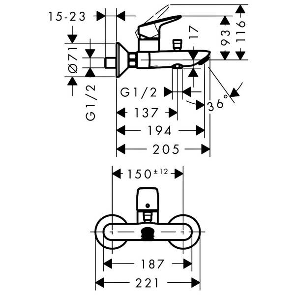 Смеситель для ванны Hansgrohe Logis 71400670 черный матовый, фото 2
