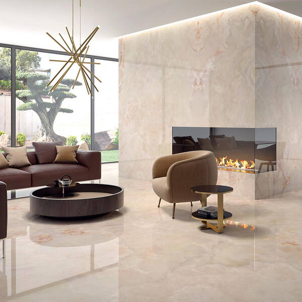 Керамограніт ITT Ceramic Onix Beige Rect Pul 6mm 120x300 см, фото 2