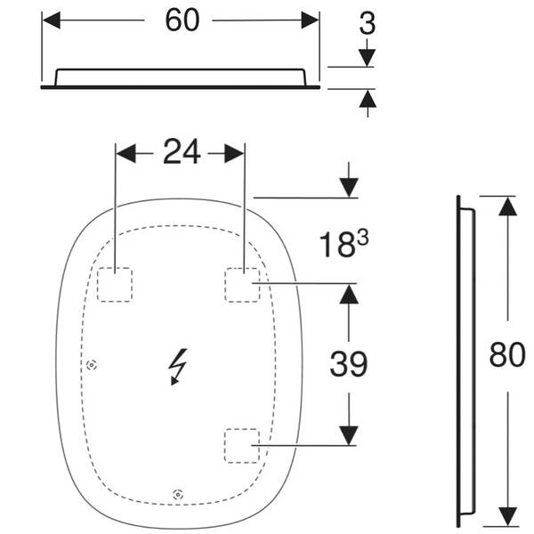 Зеркало Geberit Option Oval 502.800.00.1 с непрямой подсветкой 60х80 см, фото 2