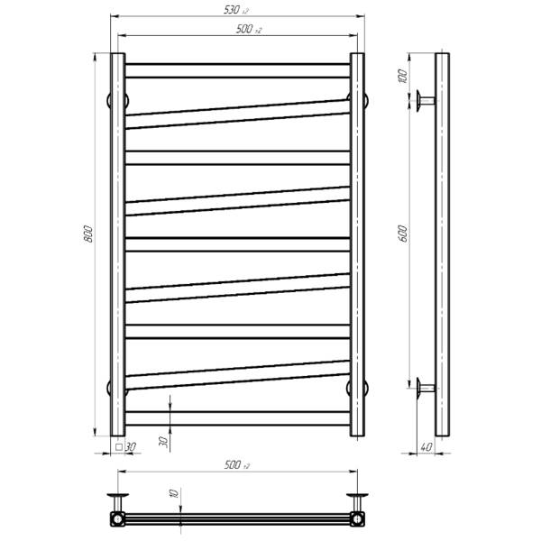 Полотенцесушитель водяной Devit Style ST500800 П9 500х800 мм, хром, фото 2