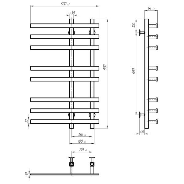 Рушникосушарка водяна Devit Linea LI500800 500х800 мм, хром, фото 2