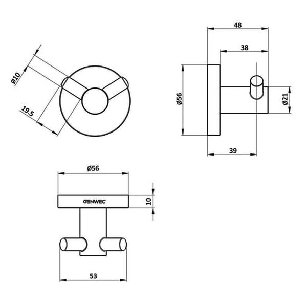 Крючок Genwec Cartago series GW05 01 05 02B двойной хром, фото 2