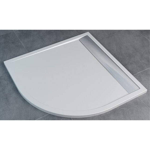 Душевой поддон Sanswiss ILA WIR551005004 четверть круга 100x100 см, белый, крышка сифона алюмино-хром, фото 1