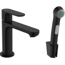 Змішувач для раковини Hansgrohe Rebris S 72215670 з гігієнічним душем, чорний матовий, фото №1