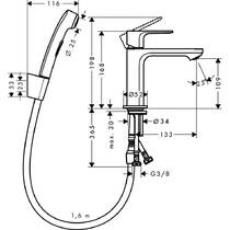 Змішувач для раковини Hansgrohe Rebris S 72215670 з гігієнічним душем, чорний матовий, фото №2
