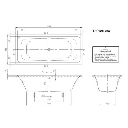 Ванна акриловая Villeroy&Boch Targa Style UBA180FRA2V-01 180х80 см, фото 2